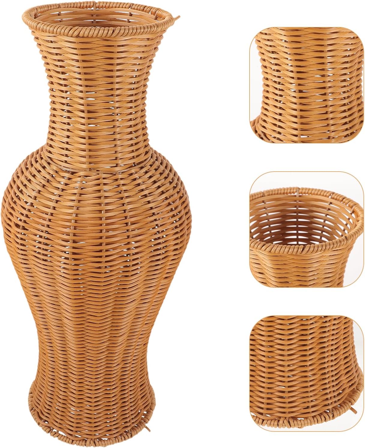 Rattan Woven Flower Vase - Elegant Rattan Vase Home Decor for Dried Flowers - Artificial Wicker Floor Vase for Home Office Decoration, Rustic Boho Design, 45X19cm/17.71X7.48inch