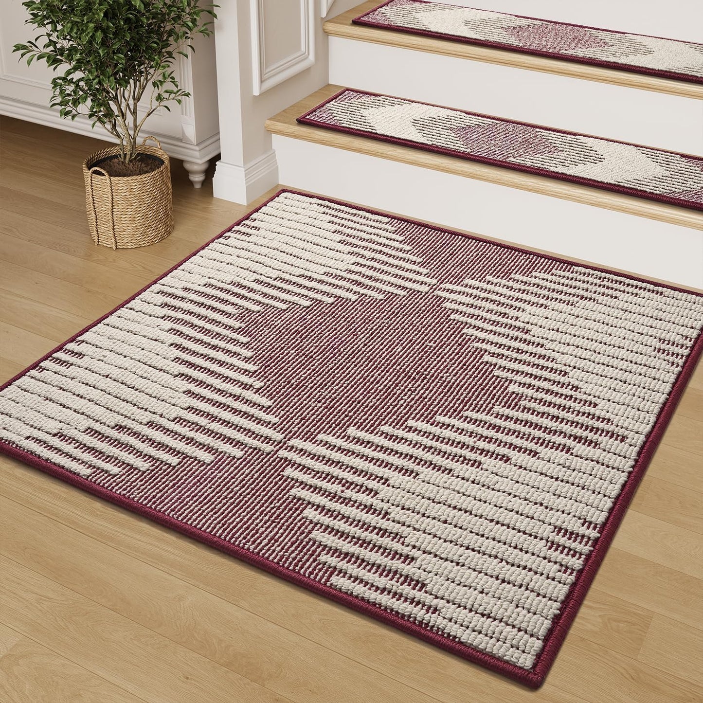 PADOOR 15PC Stair-Treads Non Slip, 3D Peel and Stick Stair Treads for Wooden Steps Indoor, Stair-Carpet Treads Washable Reusable Adhesive Stair-Runner Rugs for Kids and Dogs 8"x30" Brown