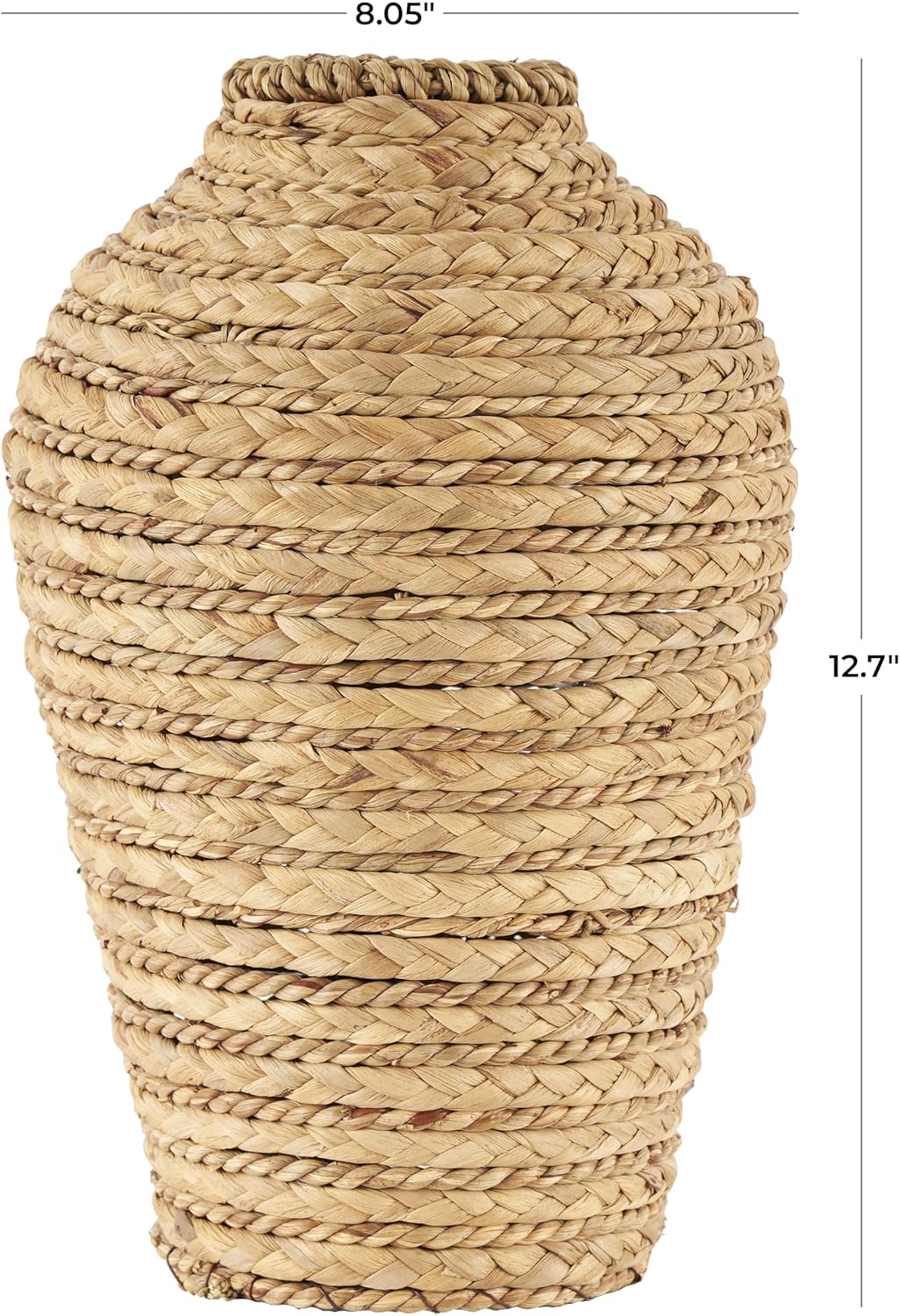 Deco 79 Seagrass Handmade Decorative Vase Braided Centerpiece Vase, Vase for Home Decoration 8" x 8" x 13", Brown