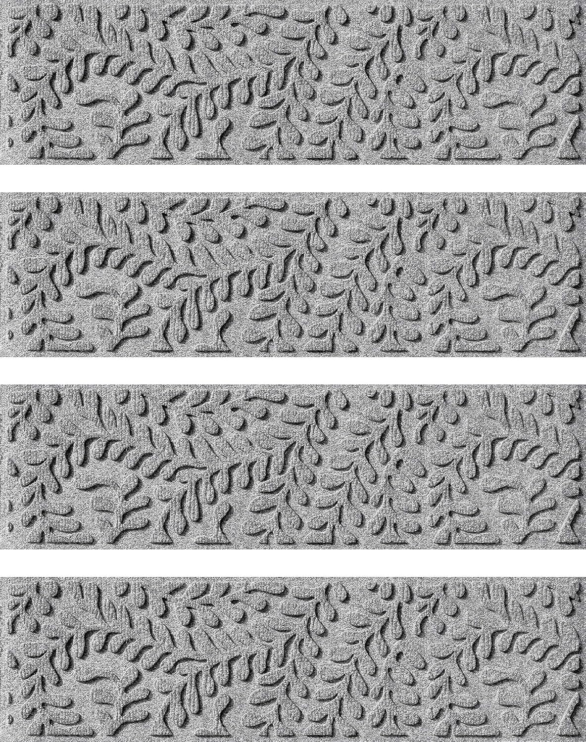 Bungalow Flooring Waterhog Stair Treads (Set of 4) – 8 1/2 x 30 Inches, Durable, Non Slip, Water-Trapping, Indoor/Outdoor Floor Covering, Boxwood Collection – Made in USA, Charcoal