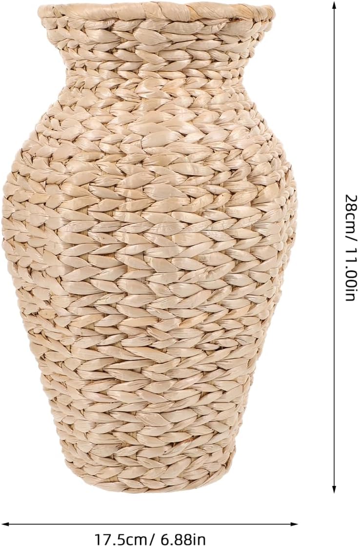 Amosfun Rattan Vase Country Rustic Style Wicker Flower Vase Handmade Woven Basket Tall Plant Container for Home Decor Farmhouse Floral Arrangements, 28.00X17.50X17.50CM, 3CRP17CJMEI3294XI9Z