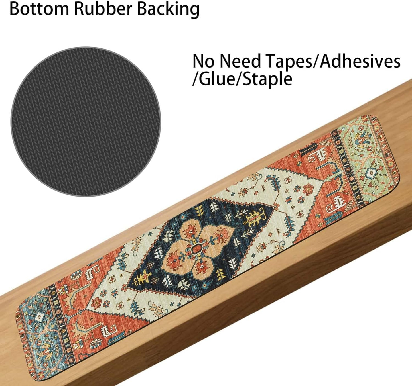 OJIA Non-Slip Carpet Stair Treads for Wooden Steps Set of 15, 30''X8'' Indoor Runner Resistant Rugs Rubber Safety Mats for Dogs, Kids & Elders, Stairway Grip