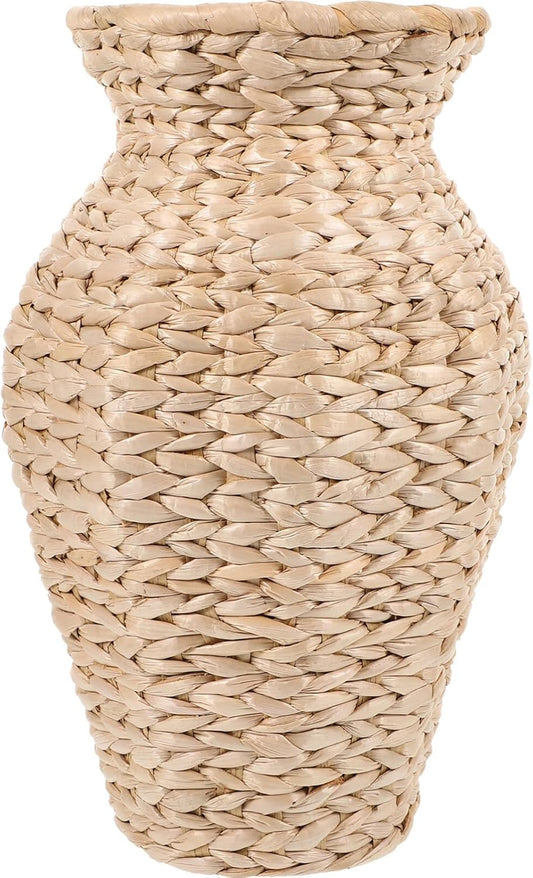 Alipis Rattan Vase Country Style Woven Plant Basket Rustic Vase Hand Woven Dried Vase for Home Decoration