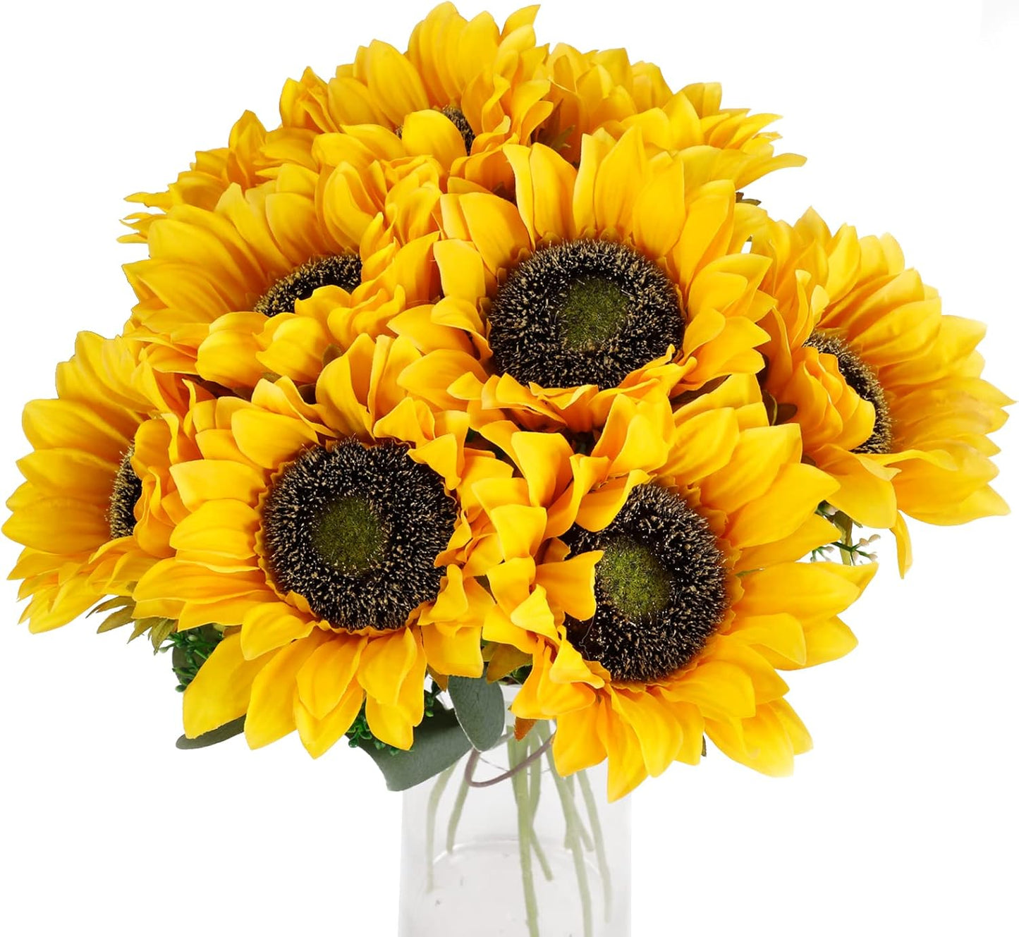 CEWOR Artificial Sunflowers Bouquet Fake Flower Bouquet with Sunflowers for Bridal Bouquets Wedding Centerpieces Decor Party Table Gravesites Fall Floral Arrangements Home Decoration