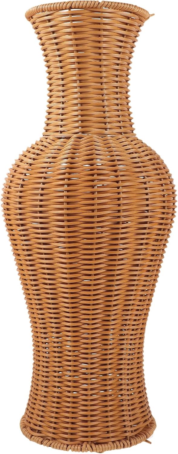 Rattan Woven Flower Vase - Elegant Rattan Vase Home Decor for Dried Flowers - Artificial Wicker Floor Vase for Home Office Decoration, Rustic Boho Design, 45X19cm/17.71X7.48inch
