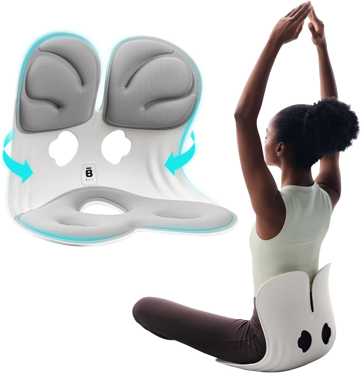 BKT Seat Cushion Chair Ergonomic Office Chair Cushions Lumbar Support for Seat Pillow Ideal for Students Office Workers Nursing Mothers Long Sitting Outdoor Fishing Floor (Grey)