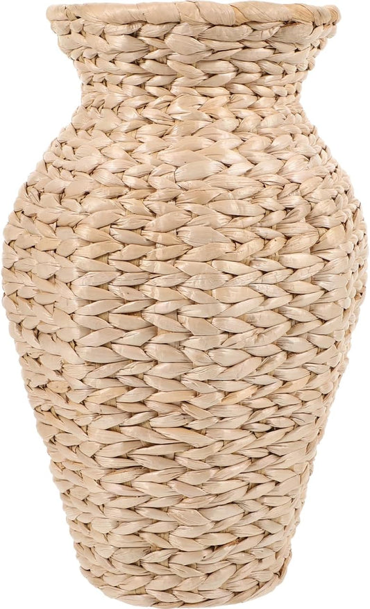 VOSAREA 1pc Woven Grass Flower Vase and Decorative Vase for Dried Flowers Stylish Rattan Design for Home and Wedding Centerpieces