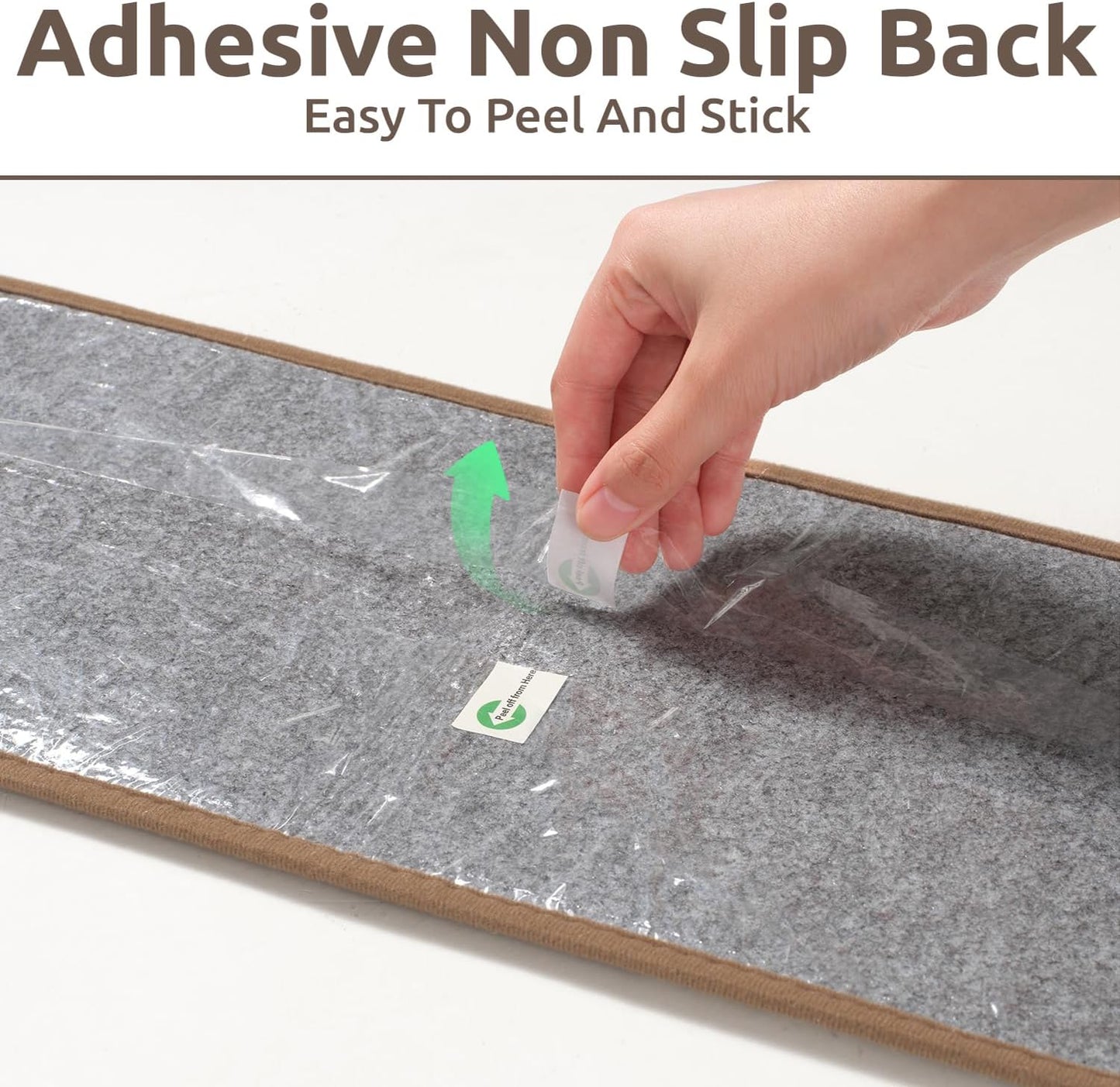 PADOOR 15PC Stair-Treads Non Slip, 3D Peel and Stick Stair Treads for Wooden Steps Indoor, Stair-Carpet Treads Washable Reusable Adhesive Stair-Runner Rugs for Kids and Dogs 8"x30" Brown