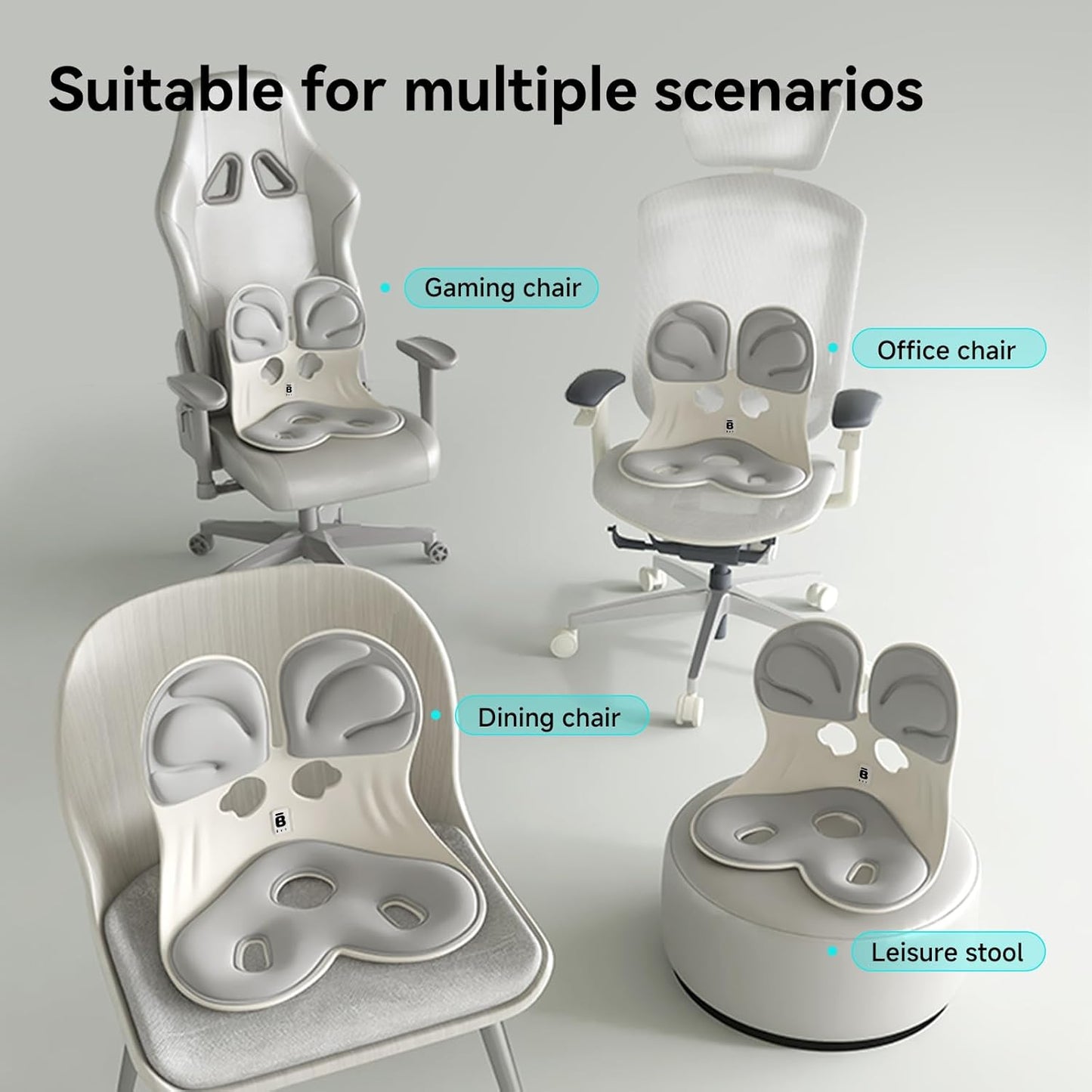 BKT Seat Cushion Chair Ergonomic Office Chair Cushions Lumbar Support for Seat Pillow Ideal for Students Office Workers Nursing Mothers Long Sitting Outdoor Fishing Floor (Grey)