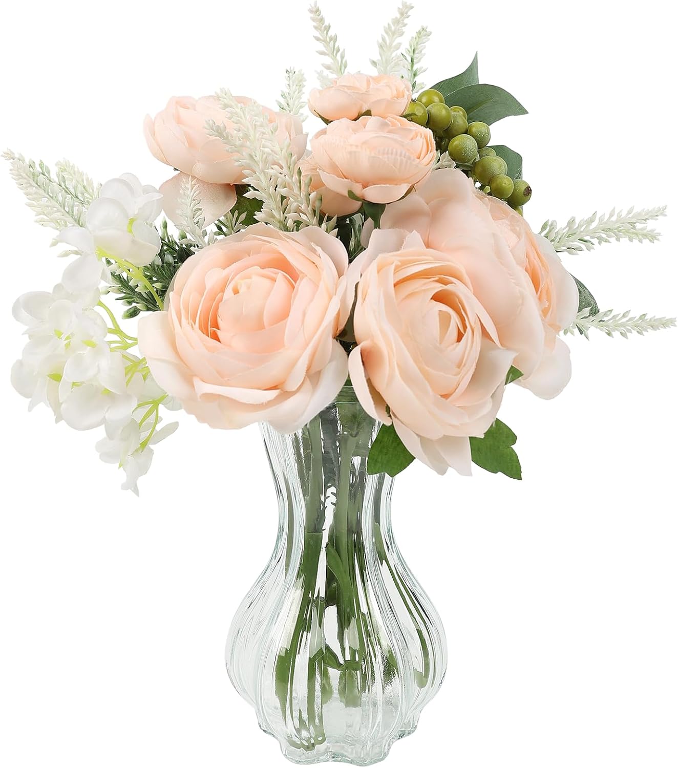 Fake Flowers in Vase Artificial Flowers Coffee Table Decor, Faux Flowers in Vase, Flower Arrangements Artificial Plants Silk Flowers for Home Decor Indoor Centerpiece Table Decorations (Blue White)