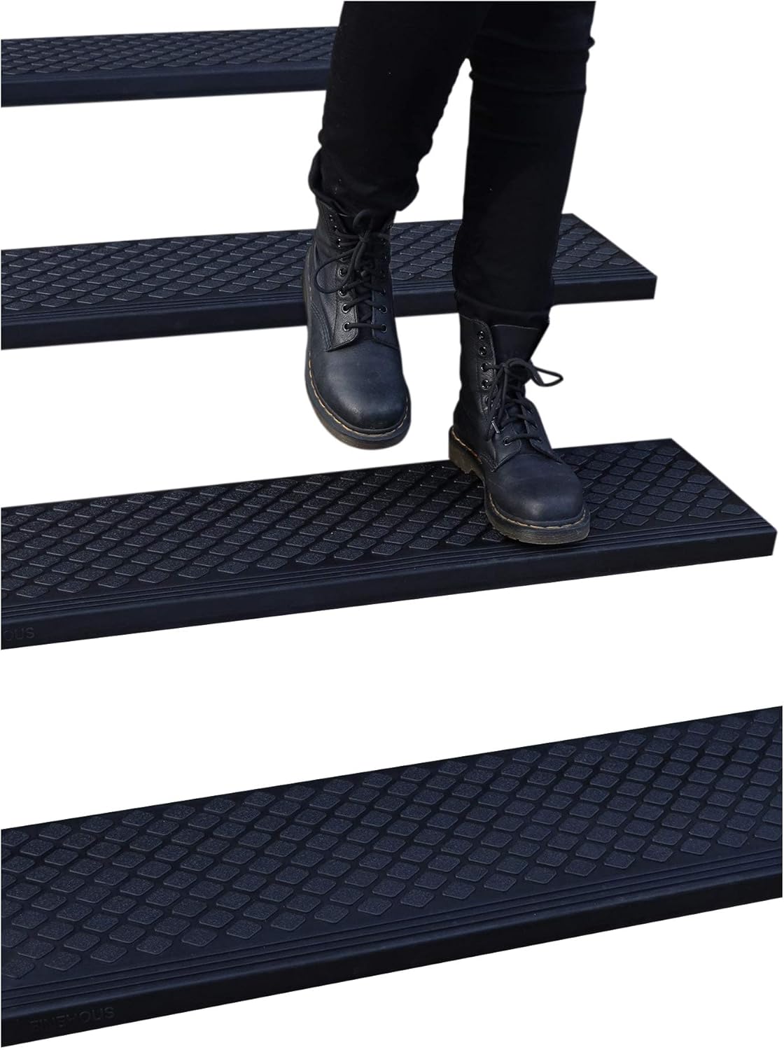 Rubber Stair Treads Non-Slip Outdoor 35”x10” (5-Pack) – Anti-Slip Step Mat with Nosing