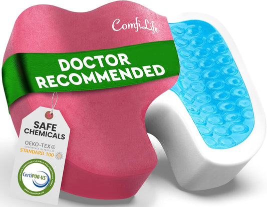 ComfiLife Premium Gel & Memory Foam Seat Cushion – Doctor Recommended Office Chair Cushion, Car Seat Cushion – Chair Cushions for Back & Sciatica Pain Relief – Seat Cushions for Office & Desk (Pink)