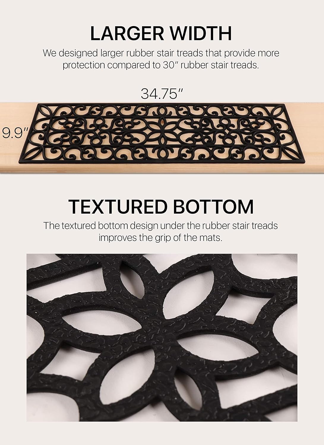 Rubber Stair Treads Non-Slip Outdoor 35”x10” (5-Pack) – Anti-Slip Step Mat