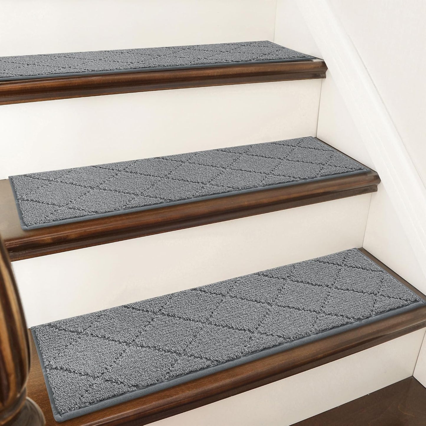 COSY HOMEER Edging Stair Treads Non-Slip Carpet Mat 28inX9in Indoor Stair Runners for Wooden Steps, Edging Stair Rugs for Kids and Dogs, 100% Polyester TPE Backing (15pc, Beige)