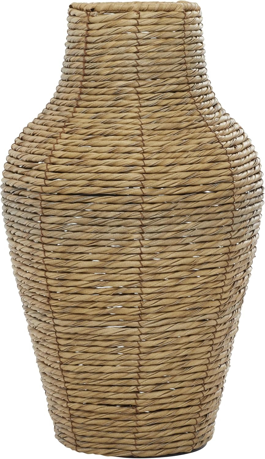 Deco 79 Faux Seagrass Handmade Decorative Vase Tall Woven Floor Centerpiece Vase, Vase for Home Decoration 10" x 10" x 18", Brown