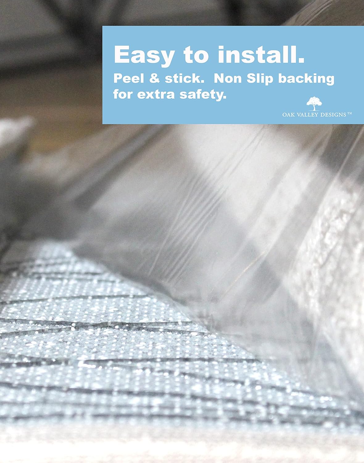 Oak Valley Designs™ Rounded Bullnose Carpet Stair Treads - Anti Slip Indoor Stair Mats for Wooden Stairs, Style: Bayside Charm, Crystal Canyon 27" W X 9.75" D (Set of 4)