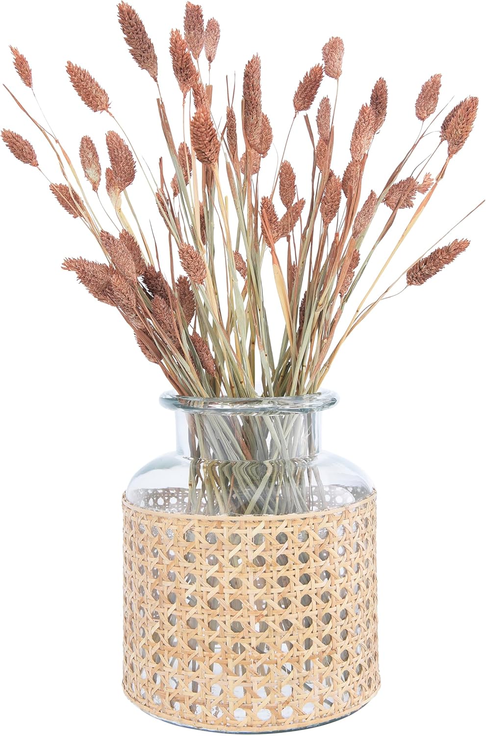 Bloomingville 8"H Glass Vase with Decorative Cane Sleeve