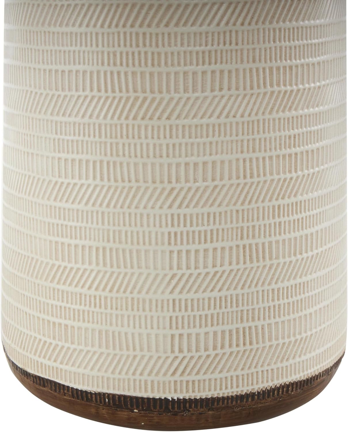 Deco 79 Rattan Geometric Handmade Decorative Vase Woven Centerpiece Vase with Beige Metal Base and Abstract Linear Markings, Vase for Home Decoration 8" x 8" x 26", Light Brown