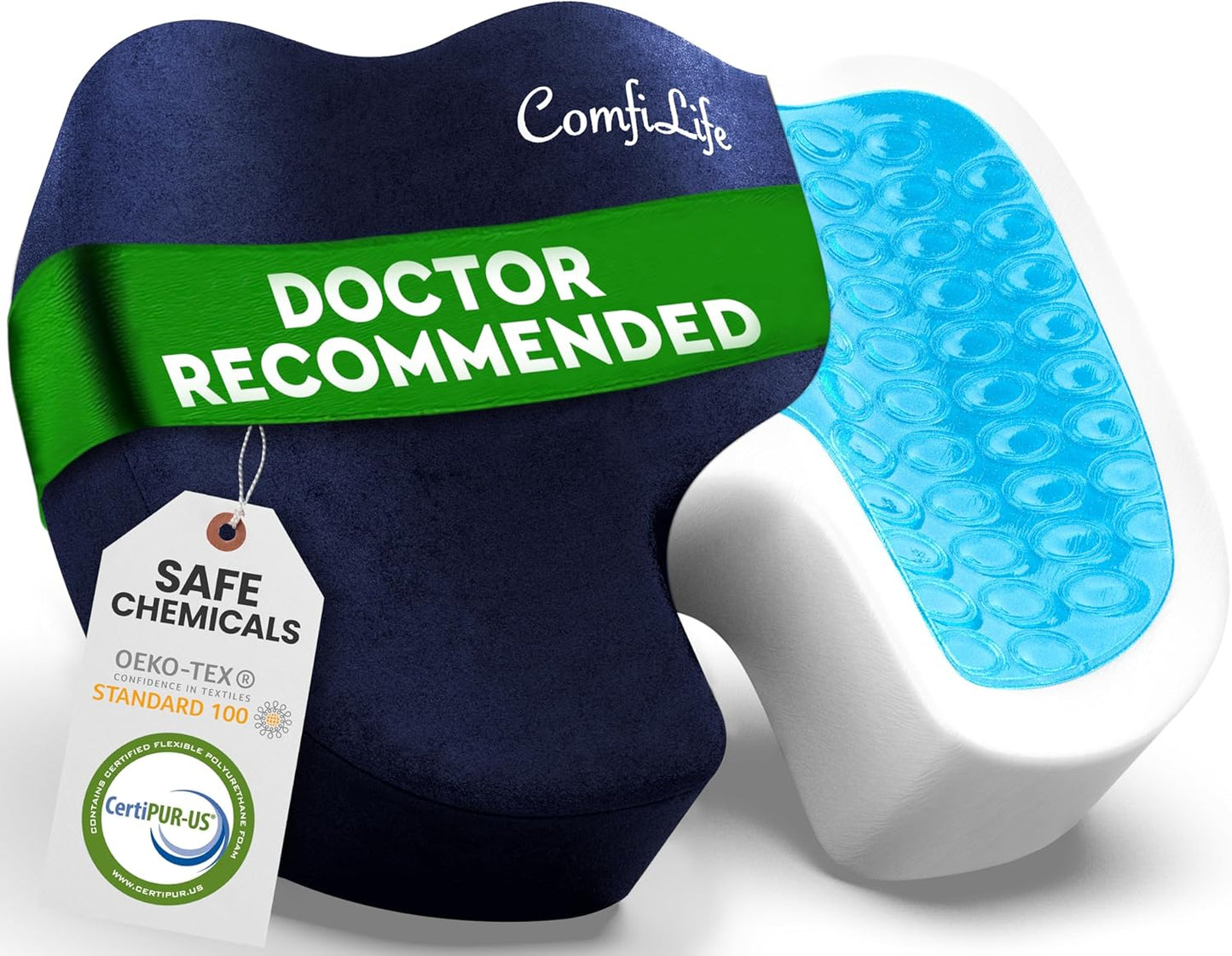 ComfiLife Premium Gel & Memory Foam Seat Cushion – Doctor Recommended Office Chair Cushion, Car Seat Cushion – Chair Cushions for Back & Sciatica Pain Relief – Seat Cushions for Office & Desk (Pink)