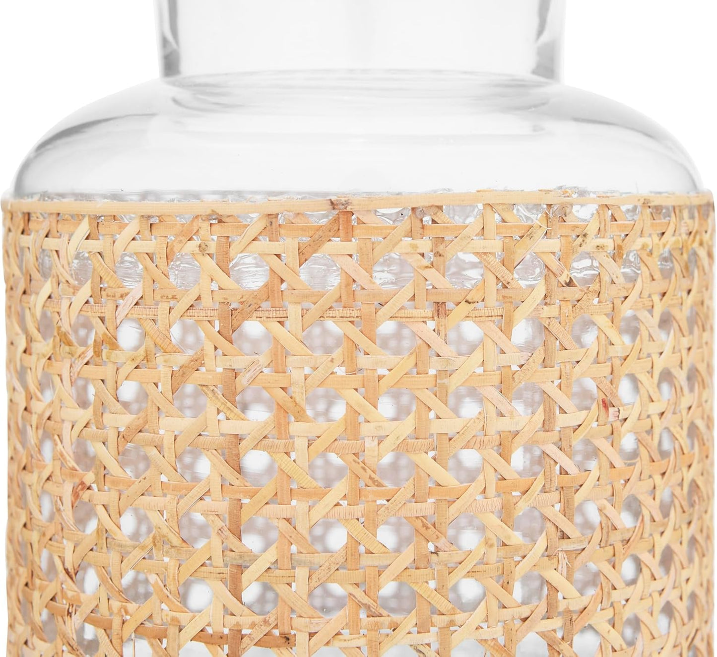 Bloomingville 8"H Glass Vase with Decorative Cane Sleeve