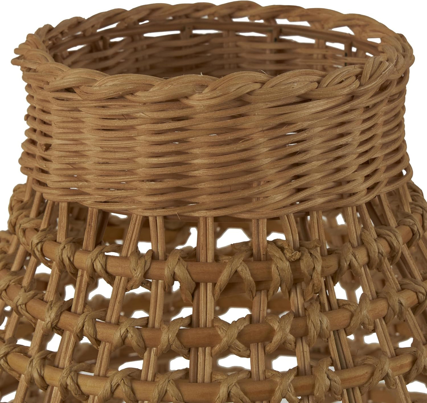 Deco 79 Rattan Handmade Decorative Vase Woven Centerpiece Vase with Open Framed Grid Design, Vase for Home Decoration 12" x 12" x 30", Brown