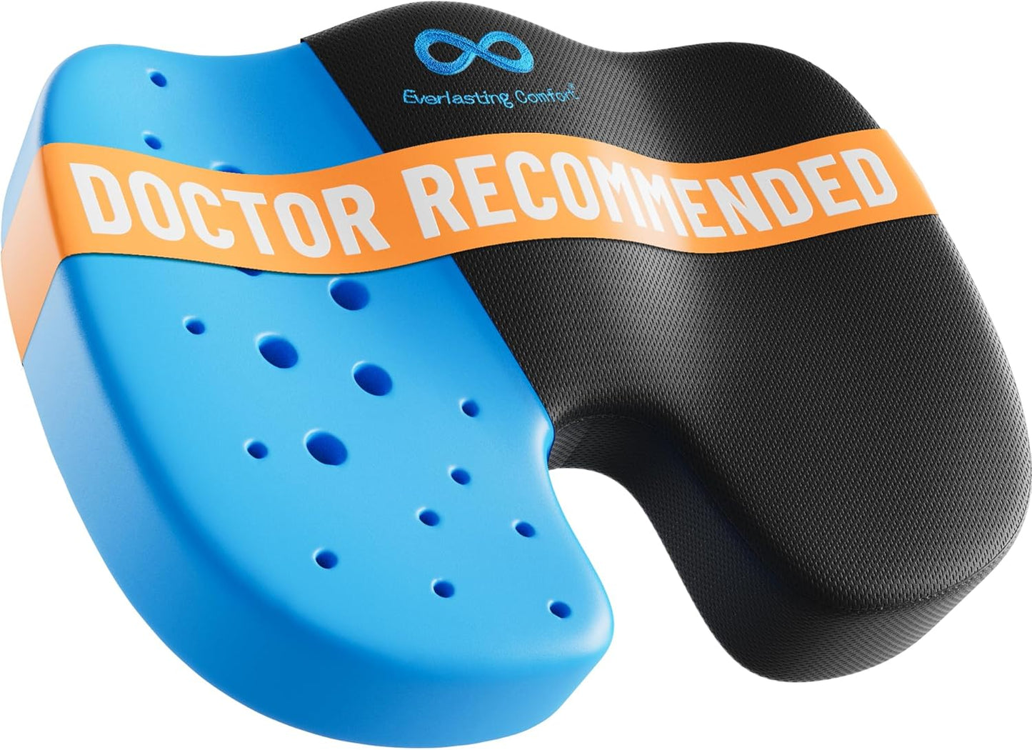 Everlasting Comfort Doctor Recommended Memory Foam Seat Cushion for Office Chairs & Car Seat - Ergonomic Office Desk Accessories for Tailbone Pain Relief, Sciatica & Back Support