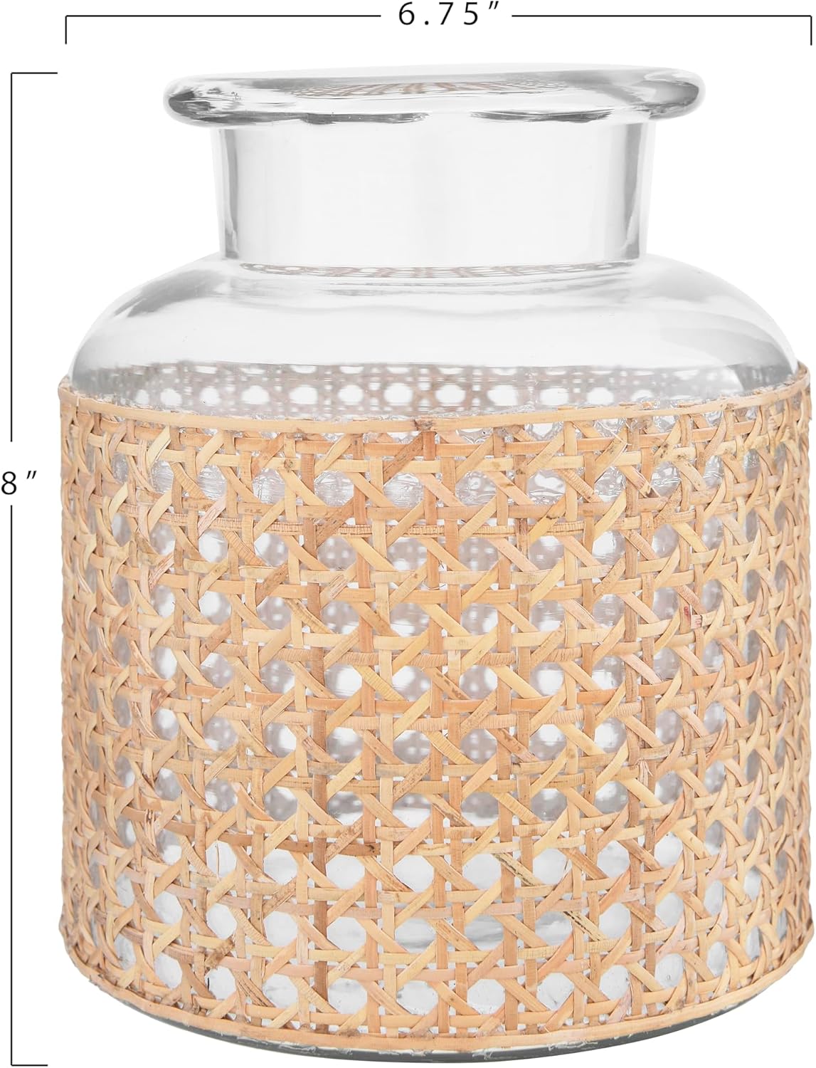 Bloomingville 8"H Glass Vase with Decorative Cane Sleeve