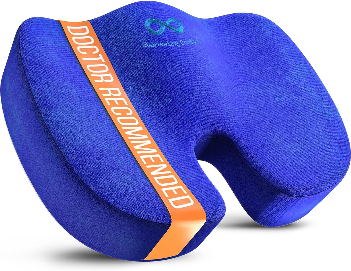 Everlasting Comfort Doctor Recommended Memory Foam Seat Cushion for Office Chairs & Car Seat - Ergonomic Office Desk Accessories for Tailbone Pain Relief, Sciatica & Back Support