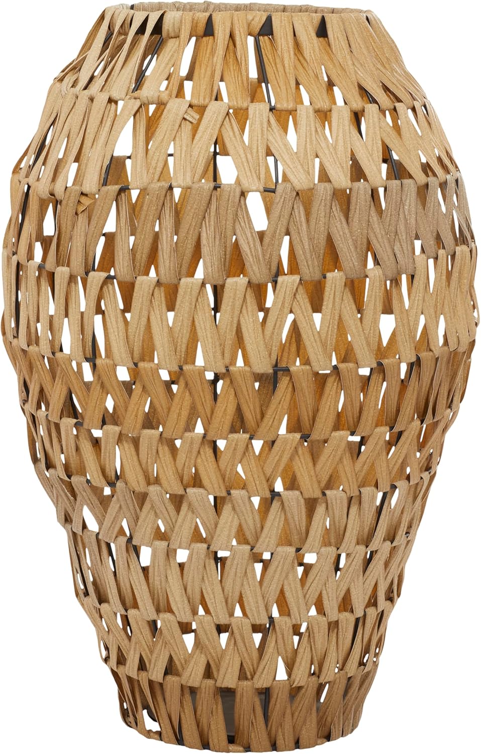 Deco 79 Faux Seagrass Handmade Decorative Vase Tall Woven Floor Centerpiece Vase, Vase for Home Decoration 10" x 10" x 18", Brown