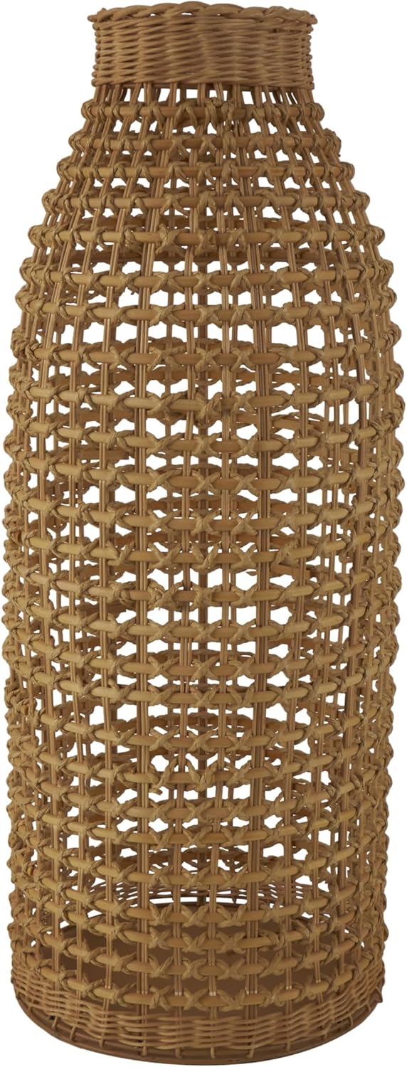 Deco 79 Rattan Handmade Decorative Vase Woven Centerpiece Vase with Open Framed Grid Design, Vase for Home Decoration 12" x 12" x 30", Brown
