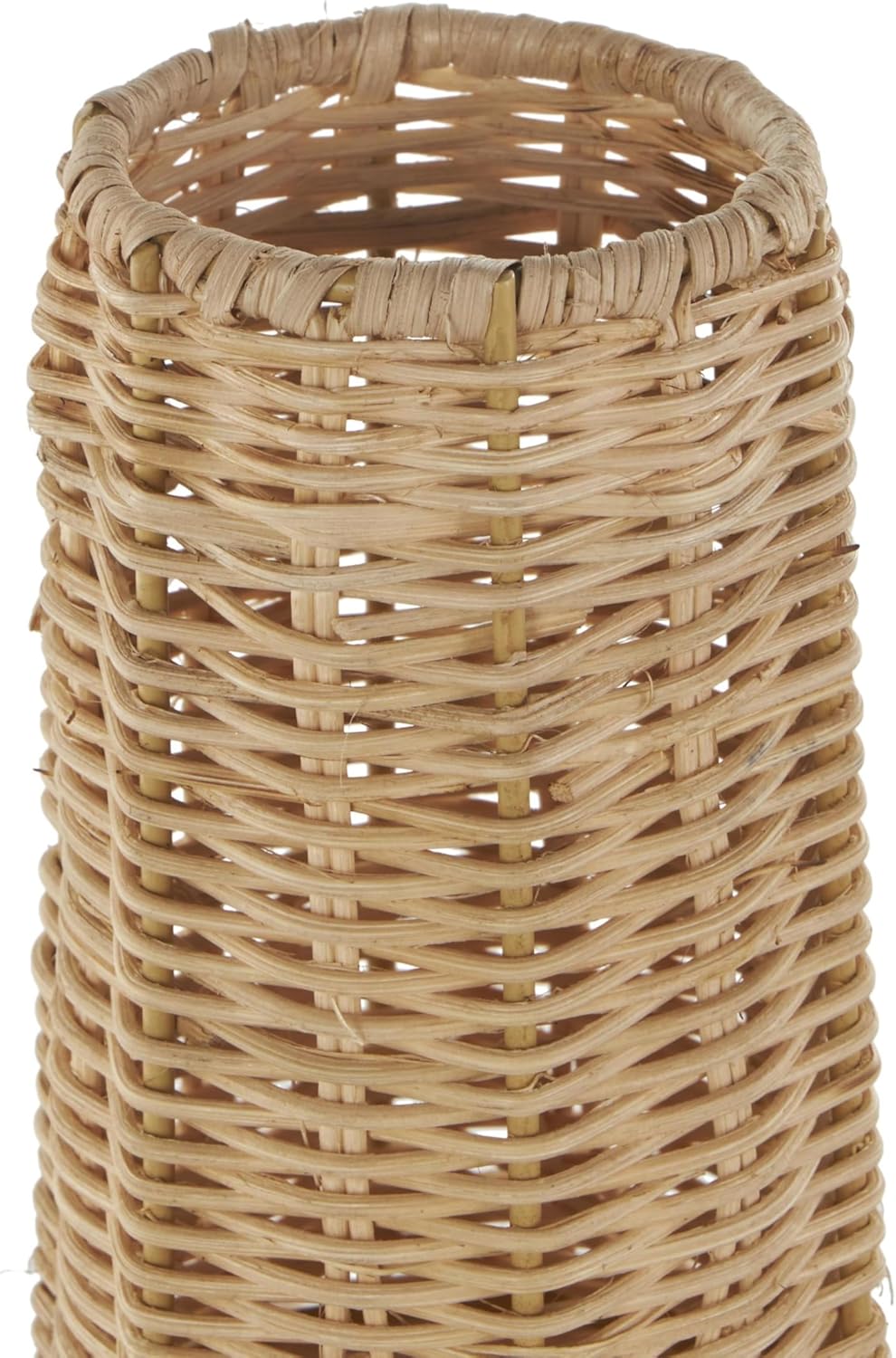 Deco 79 Rattan Handmade Decorative Vase Woven Fluted Hourglass Centerpiece Vase, Vase for Home Decoration 9" x 9" x 16", Brown