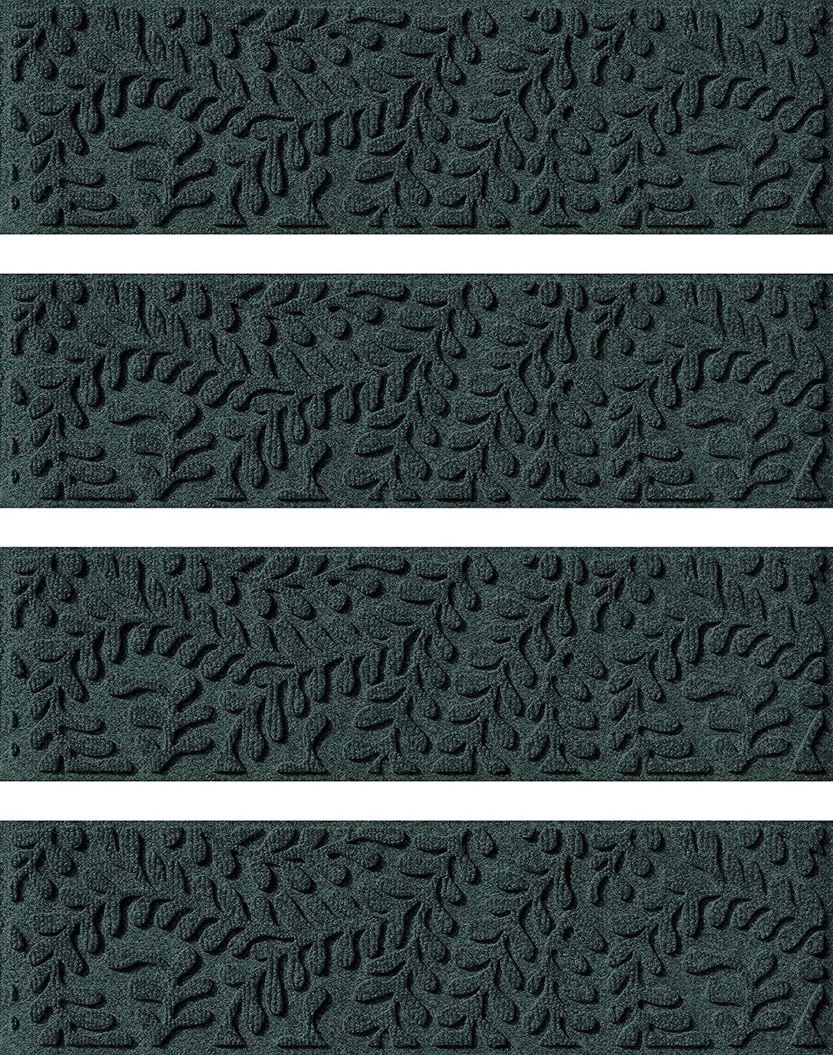 Bungalow Flooring Waterhog Stair Treads (Set of 4) – 8 1/2 x 30 Inches, Durable, Non Slip, Water-Trapping, Indoor/Outdoor Floor Covering, Boxwood Collection – Made in USA, Charcoal
