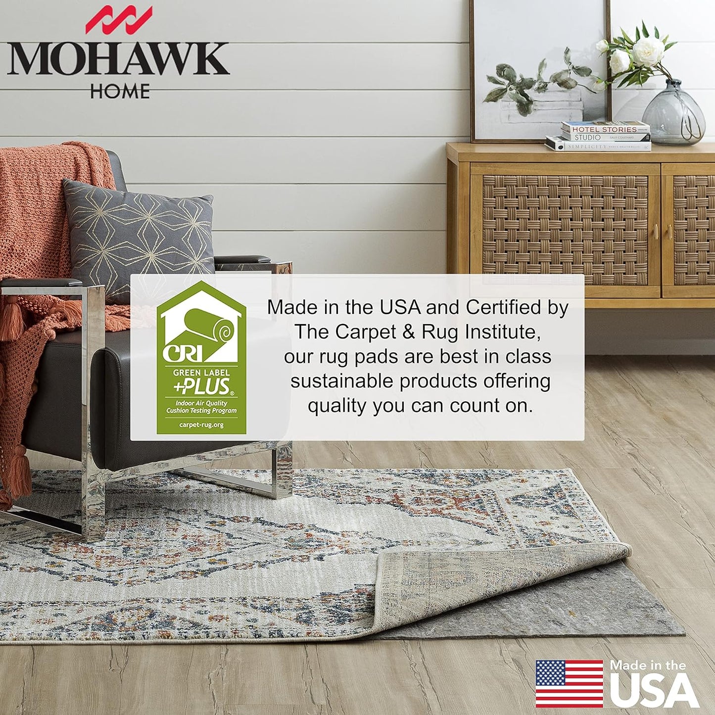 Mohawk Home 8' x 10' Non Slip Rug Pad Gripper 1/4 Thick Dual Surface Felt + Rubber Gripper - Safe for All Floors, Brown